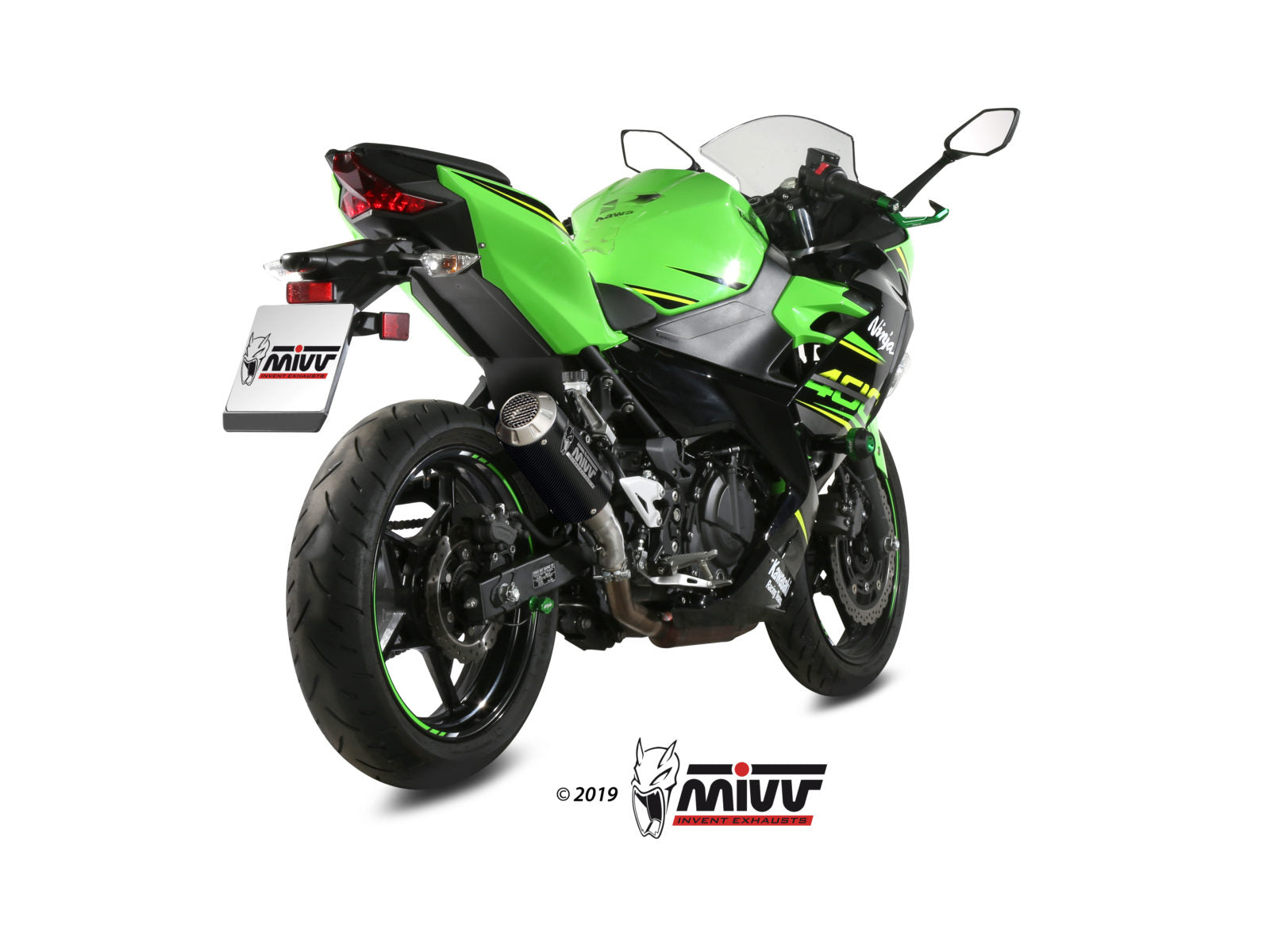 TERMINALI DI SCARICO IN CARBONIO RACING MIVV MK3 KAWASAKI NINJA 400 2018 - 2023