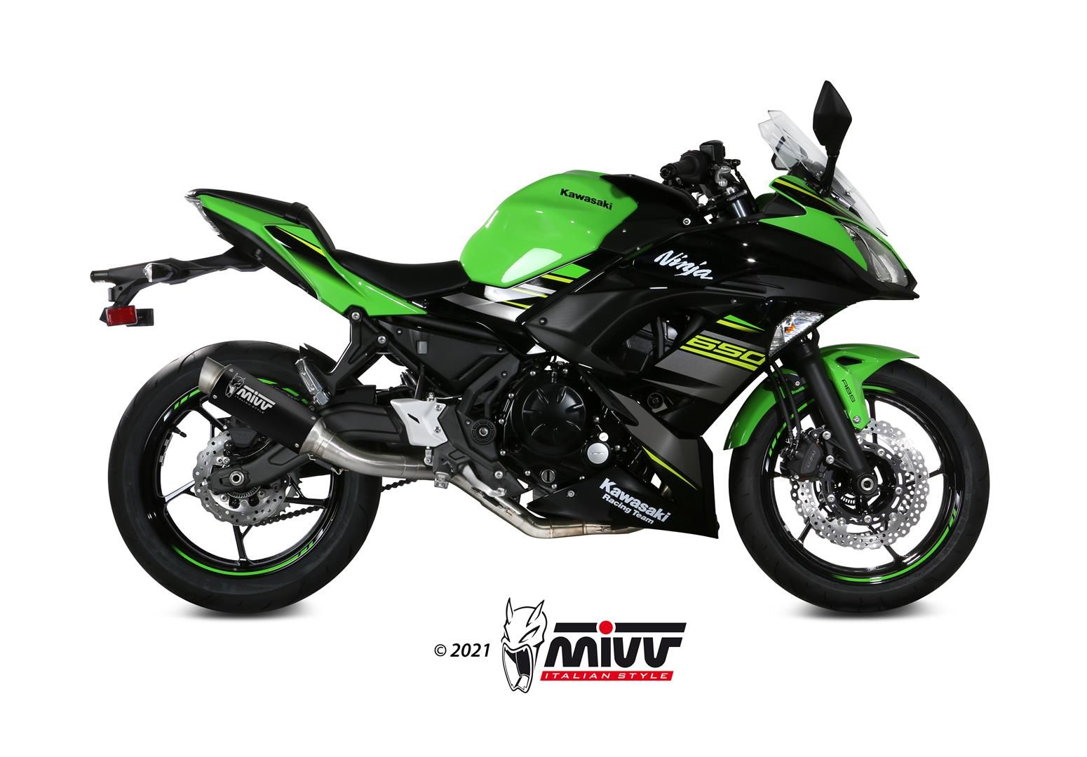 SCARICO COMPLETO ALTO ACCIAIO INOX NERO MIVV GPPRO KAWASAKI NINJA 650 2017-2023