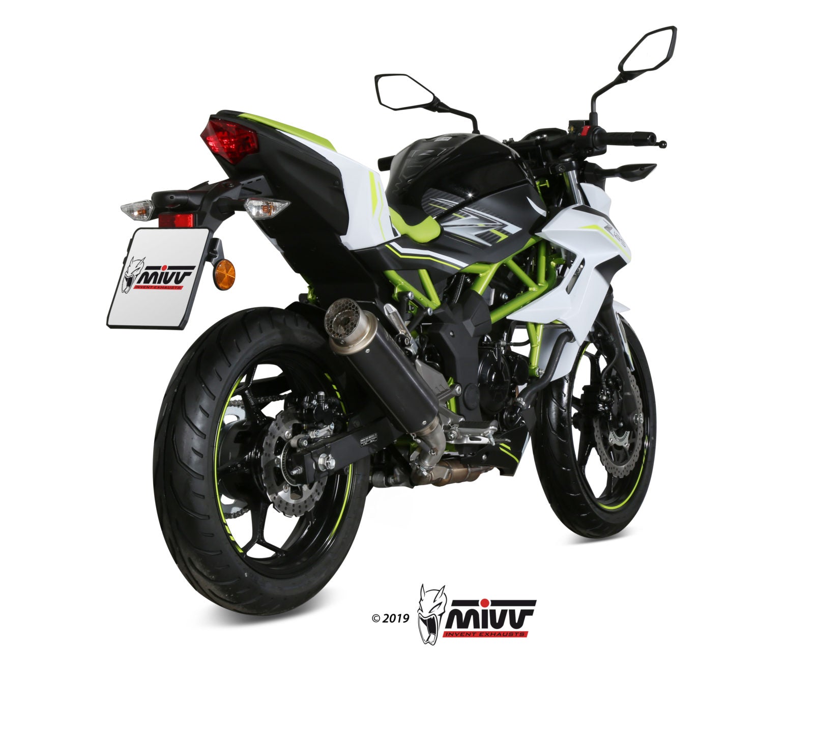 TERMINALI DI SCARICO IN ACCIAIO INOX NERO MIVV GPPRO KAWASAKI Z125 2019 - 2024