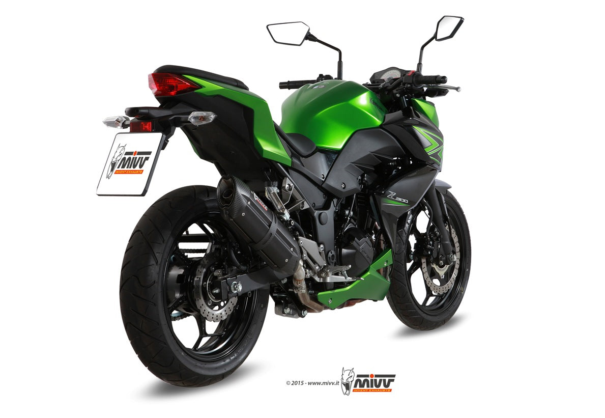 TERMINALI DI SCARICO IN ACCIAIO INOX NERO MIVV SUONO KAWASAKI Z300 2015 - 2016
