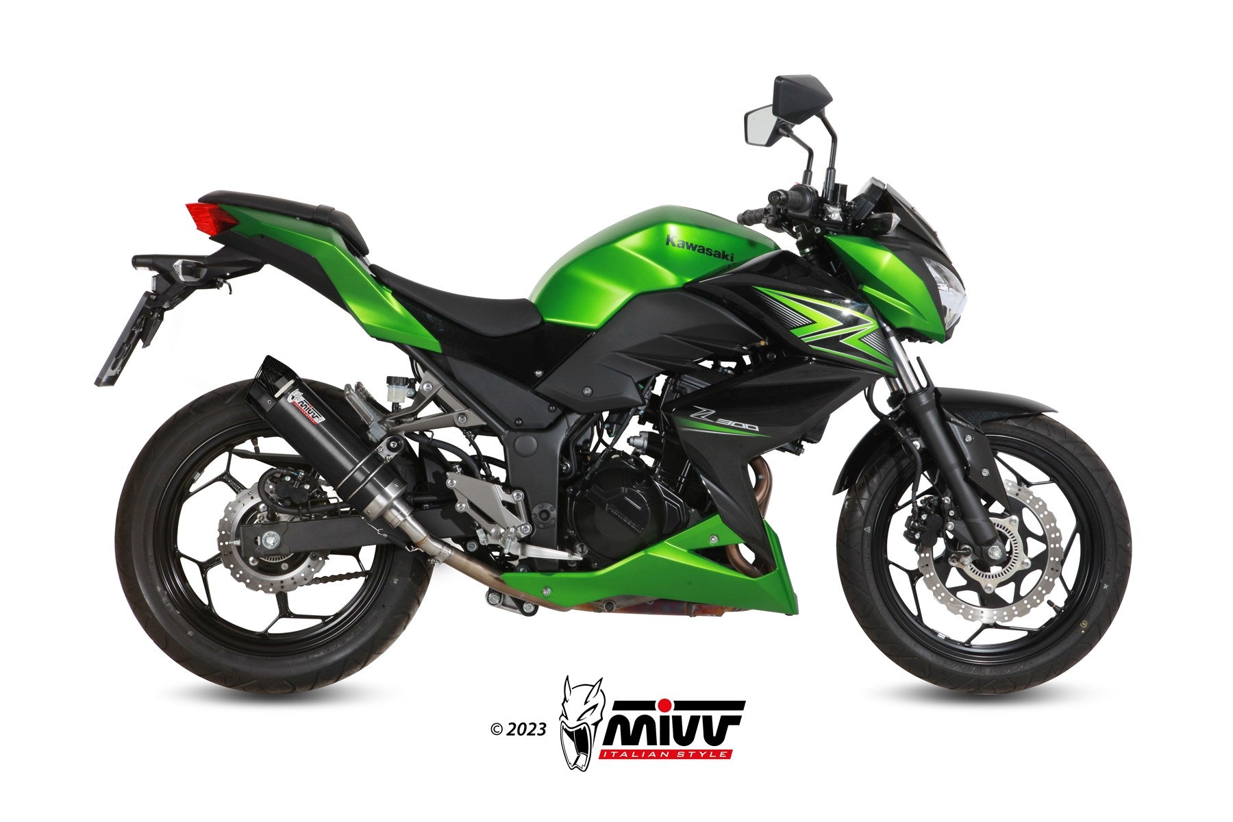 TERMINALI DI SCARICO IN ACCIAIO INOX NERO MIVV GP KAWASAKI Z300 2015 - 2016