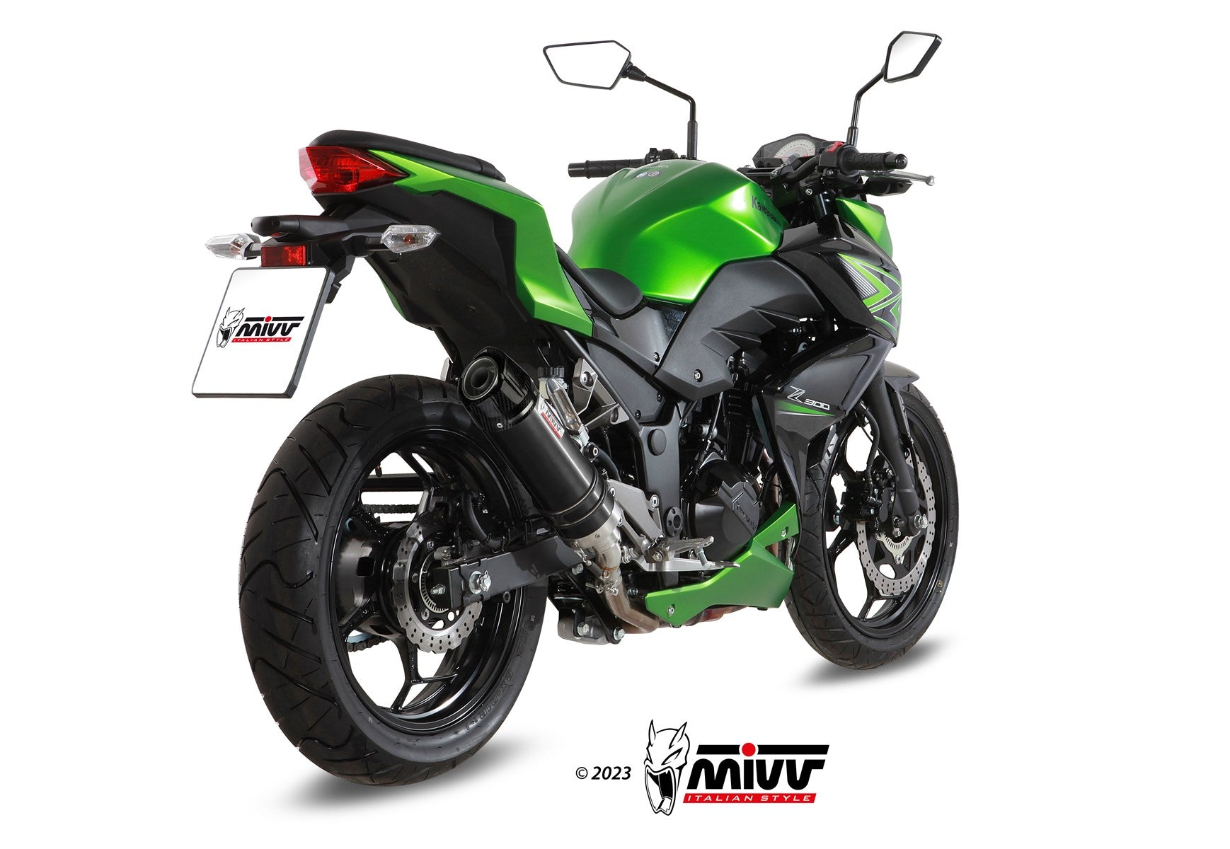 TERMINALI DI SCARICO IN ACCIAIO INOX NERO MIVV GP KAWASAKI Z300 2015 - 2016
