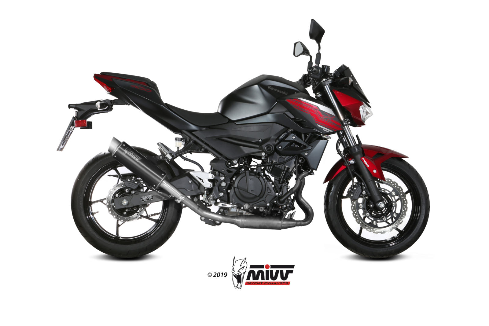 TERMINALI DI SCARICO IN ACCIAIO INOX NERO MIVV GPPRO KAWASAKI Z400 2019 - 2023