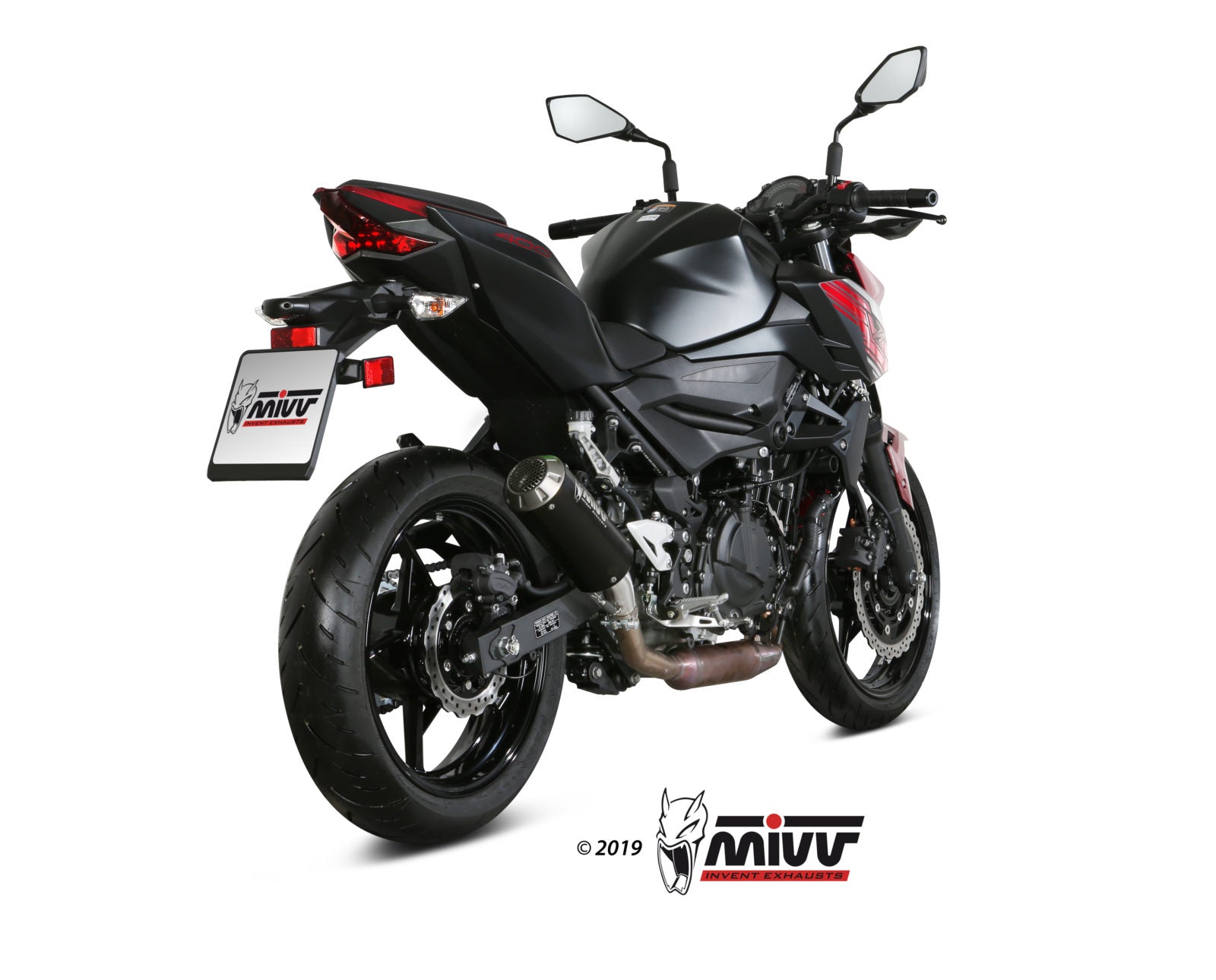 TERMINALI DI SCARICO ACCIAIO INOX NERO RACING MIVV MK3 KAWASAKI Z400 2019 - 2023