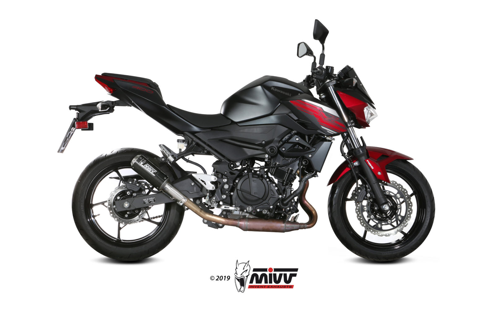 TERMINALI DI SCARICO IN CARBONIO RACING MIVV MK3 KAWASAKI Z400 2019 - 2023