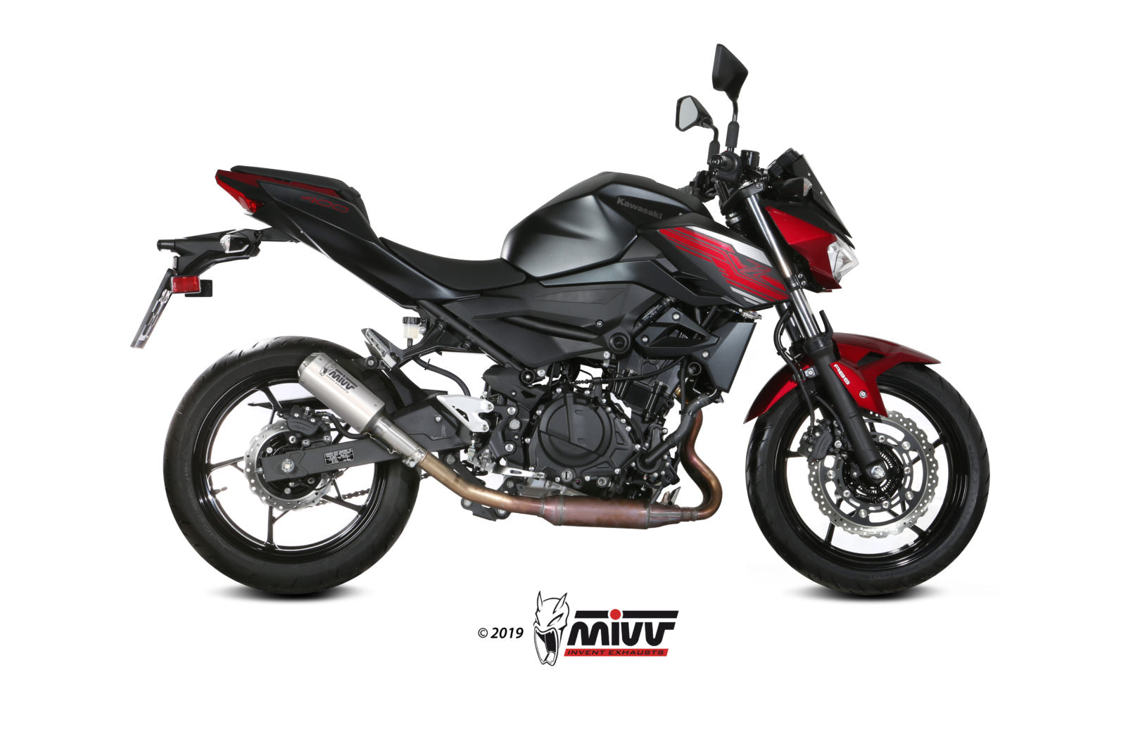 TERMINALI DI SCARICO IN ACCIAIO INOX RACING MIVV MK3 KAWASAKI Z400 2019 - 2023