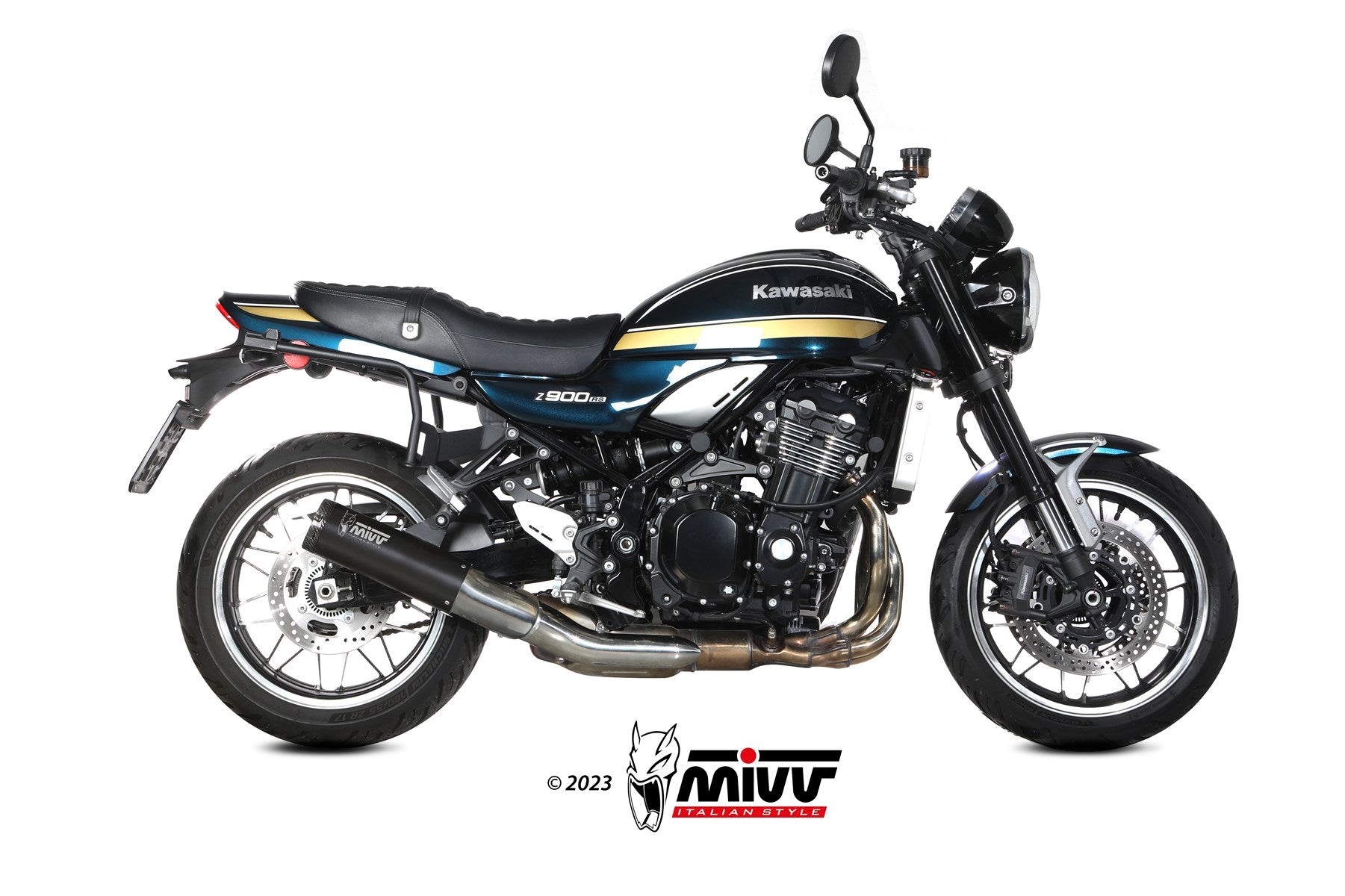 TERMINALE DI SCARICO IN ACCIAIO INOX NERO MIVV HR-1 KAWASAKI Z900 RS 2018 - 2024