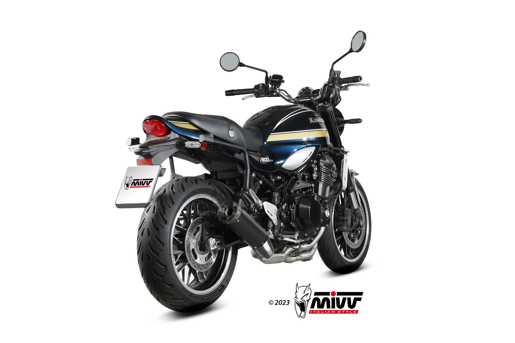 TERMINALE DI SCARICO IN ACCIAIO INOX NERO MIVV HR-1 KAWASAKI Z900 RS 2018 - 2024