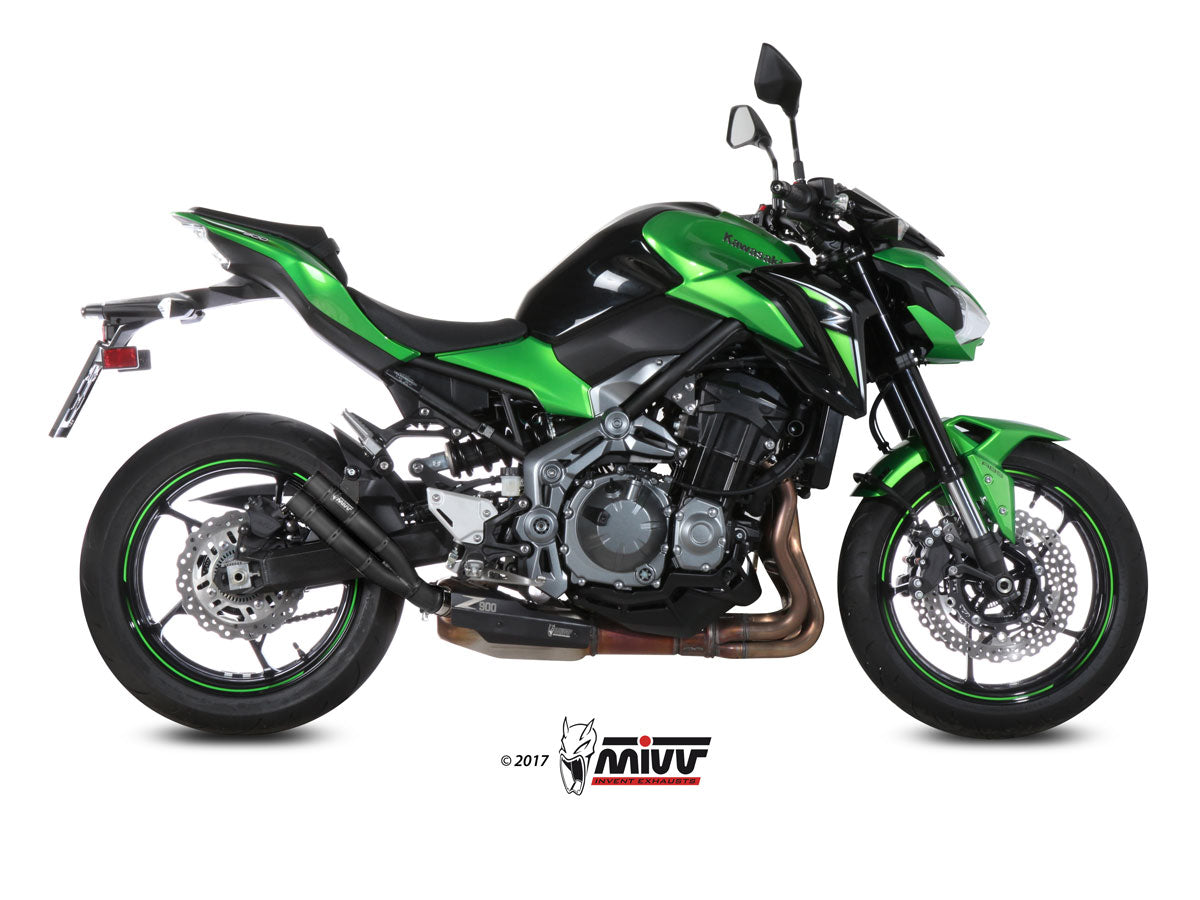 TERMINALE SCARICO INOX NERO MIVV DOUBLE GUN KAWASAKI Z900 A2 (35 KW/70 KW) 17-24