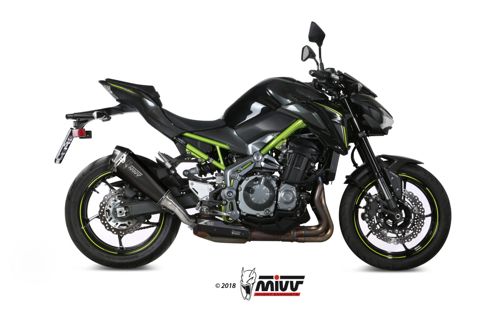 TERMINALE DI SCARICO ACCIAIO INOX NERO MIVV DELTA RACE KAWASAKI Z900 2017 - 2019