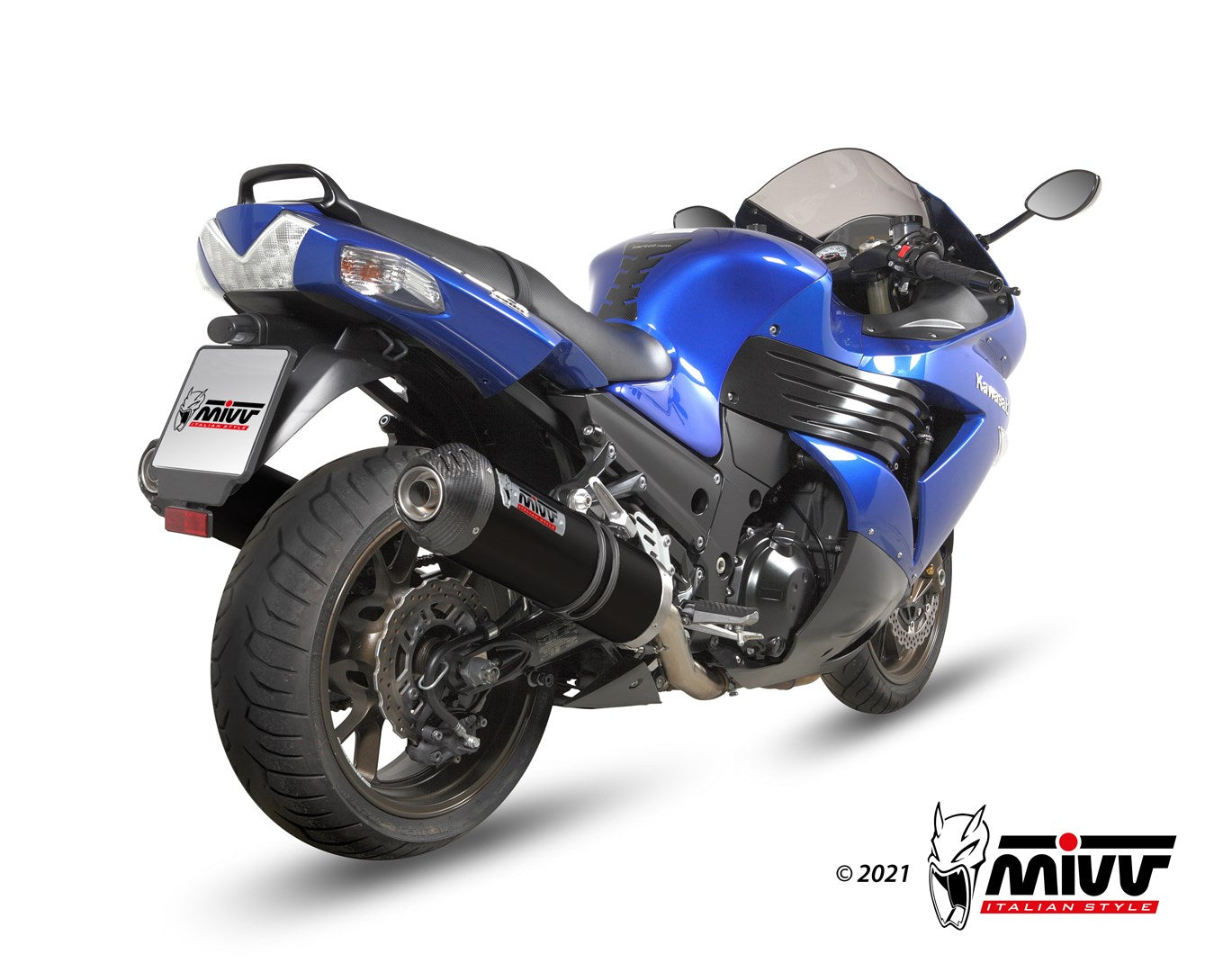 TERMINALI DI SCARICO IN ACCIAIO INOX NERO MIVV OVAL KAWASAKI ZZR 1400 2008 -2011