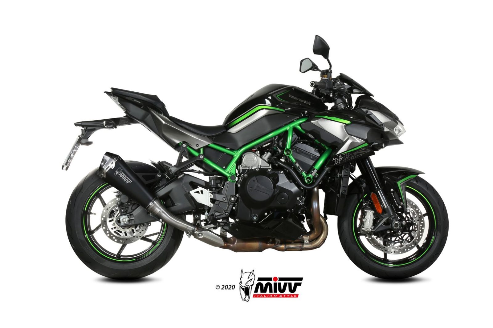 TERMINALE DI SCARICO INOX NERO MIVV DELTA RACE KAWASAKI Z H2 / SE 2020 - 2024