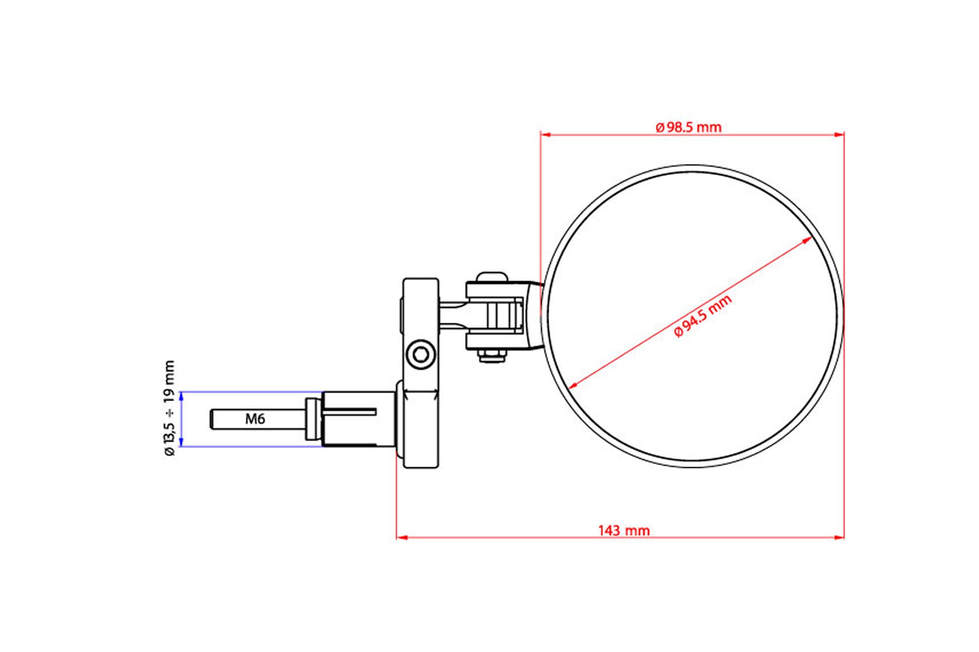 SPECCHIO 94.5MM BAR-END DESTRO CNC RACING DUCATI MULTISTRADA 1200 S TOURING
