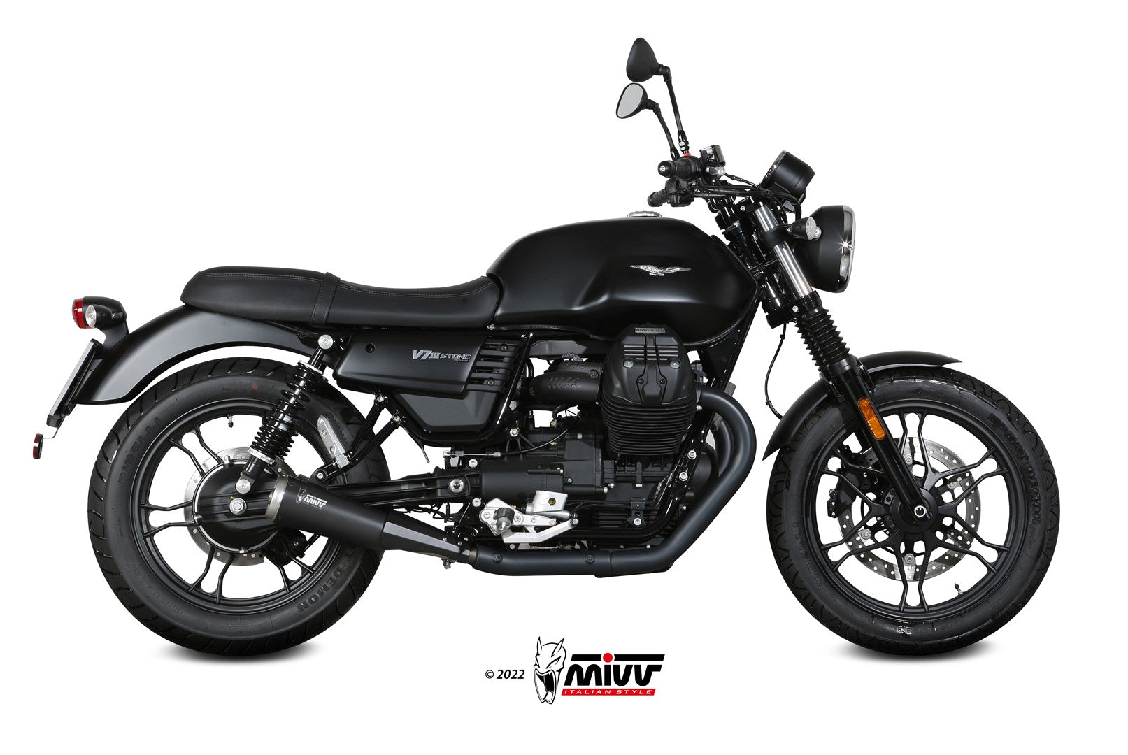 TERMINALI DI SCARICO ACCIAIO INOX NERO MIVV GHIBLI MOTO GUZZI V7 III 2017-2020
