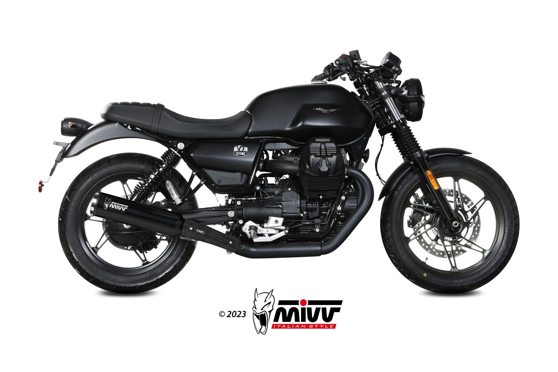 TERMINALI DI SCARICO IN ACCIAIO INOX NERO MIVV HR-1 MOTO GUZZI V7 STONE 2021 -24