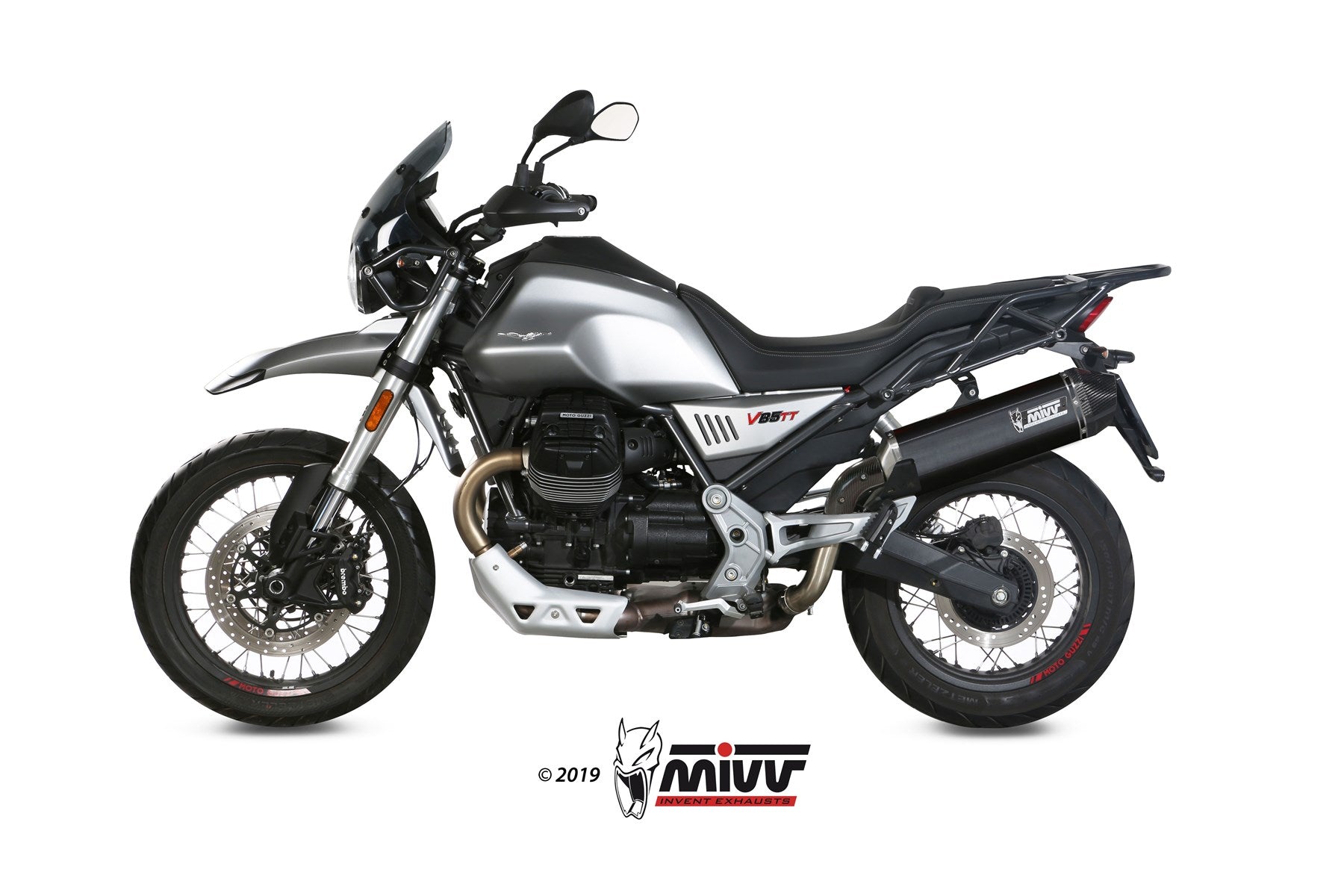 TERMINALE DI SCARICO ACCIAIO INOX NERO MIVV SPEED EDGE MOTO GUZZI V85 TT 2019-24