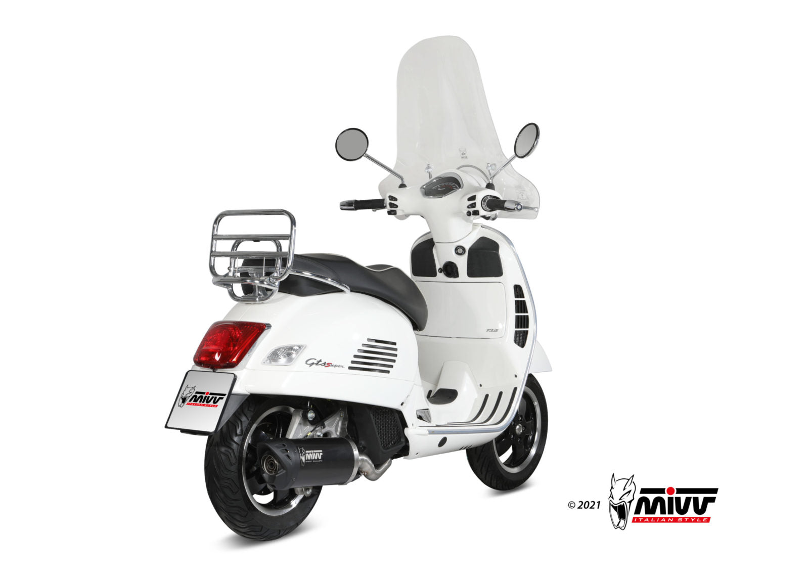 SCARICO COMPLETO ACCIAIO INOX NERO MIVV MOVER PIAGGIO VESPA GTS 125 I.E. 2017-18