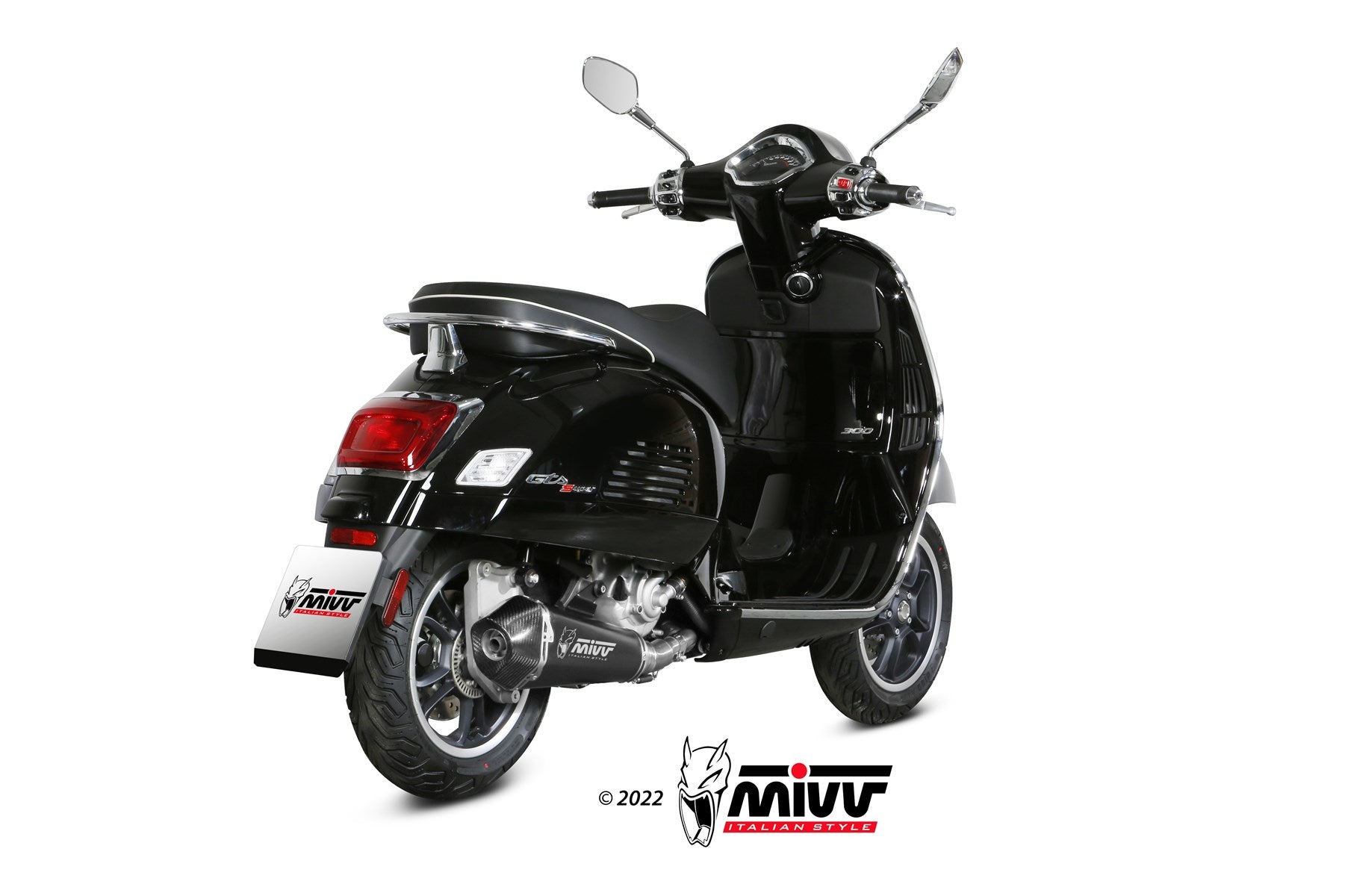TERMINALE DI SCARICO INOX NERO MIVV DELTA RACE PIAGGIO VESPA GTS 300 2021-24