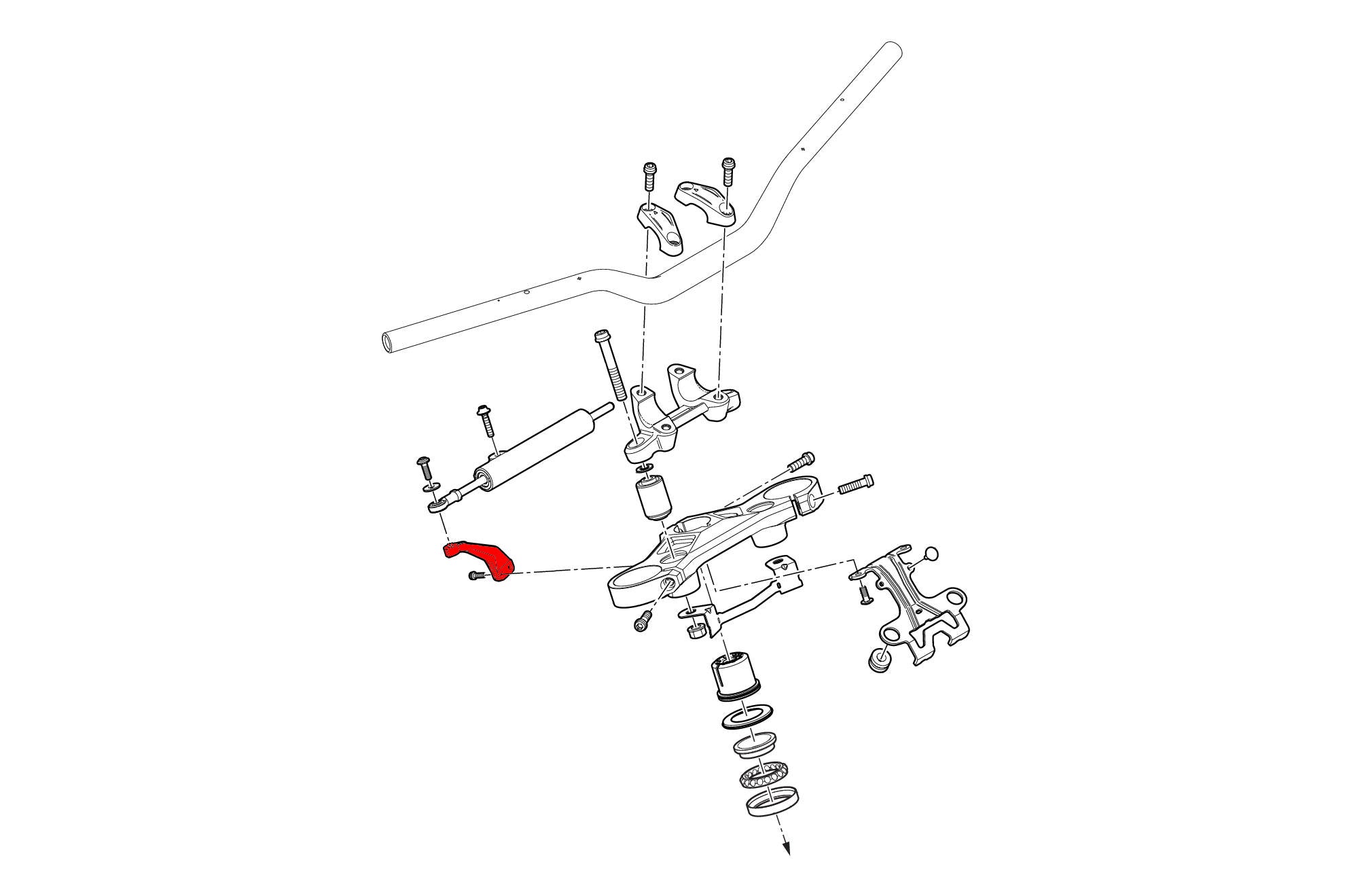 SUPPORTO AMMORTIZZATORE STERZO NERO CNC RACING DUCATI STREETFIGHTER V4 SP2 22-24