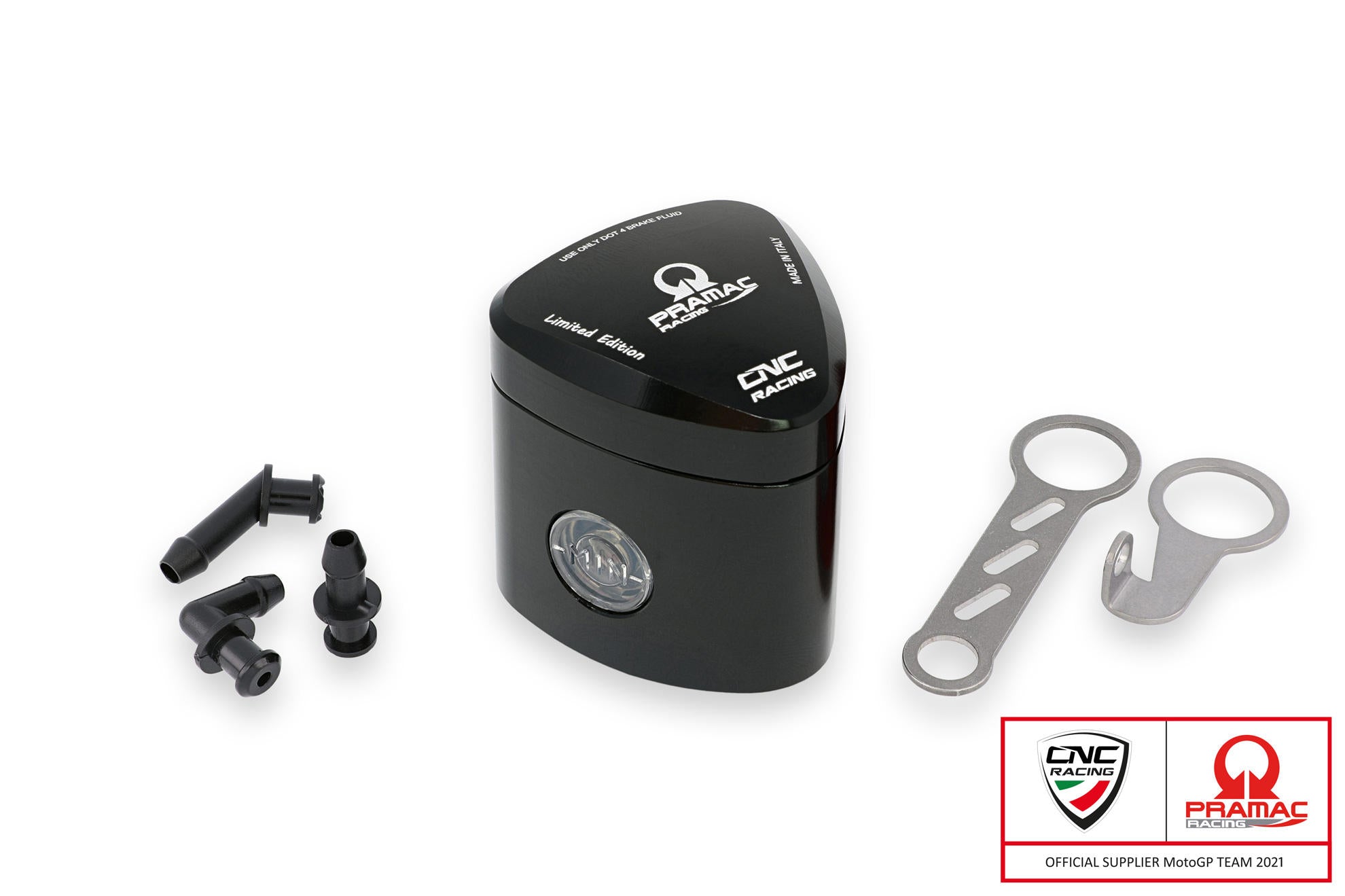 SERBATOIO OLIO FRENO POSTERIORE / FRIZIONE 12 ML REBEL PRAMAC NERO CNC RACING