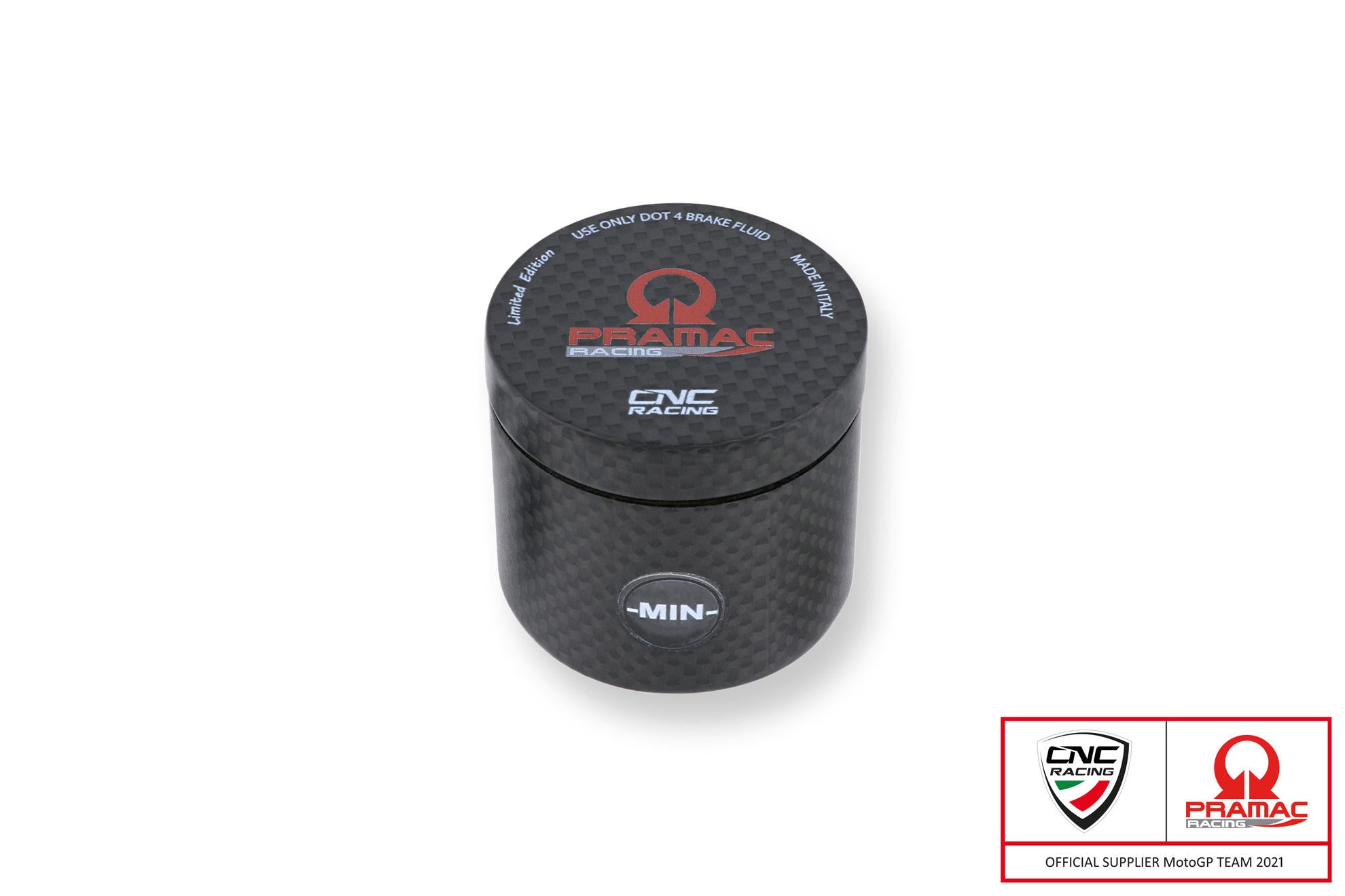 SERBATOIO OLIO FRENO ANTERIORE 25 ML PRAMAC IN CARBONIO LUCIDO CNC RACING
