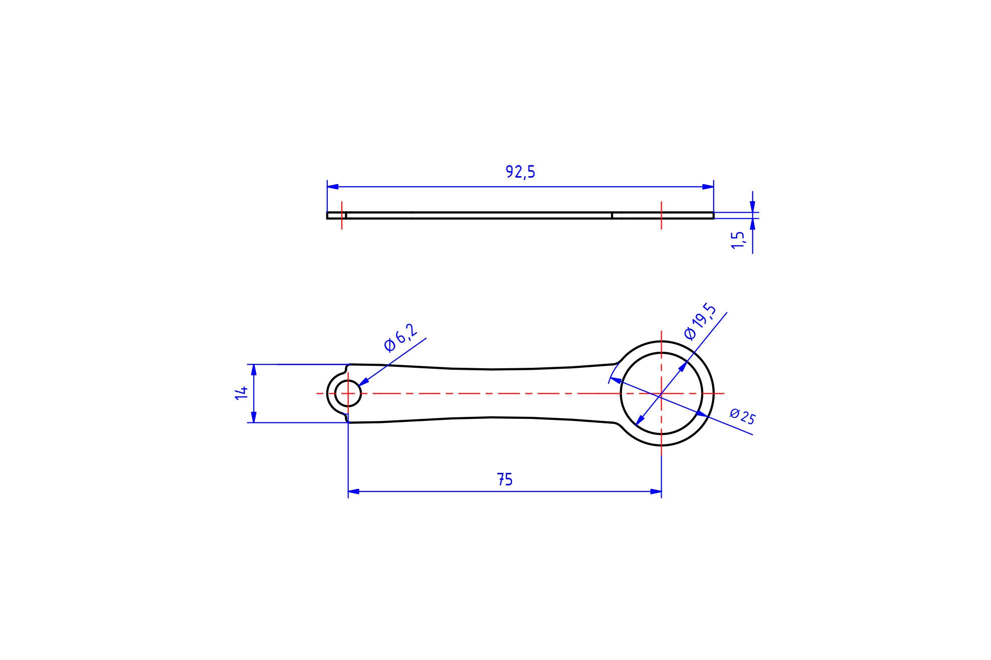 STAFFA MONTAGGIO SERBATOI FLUIDO 75 MM CNC RACING