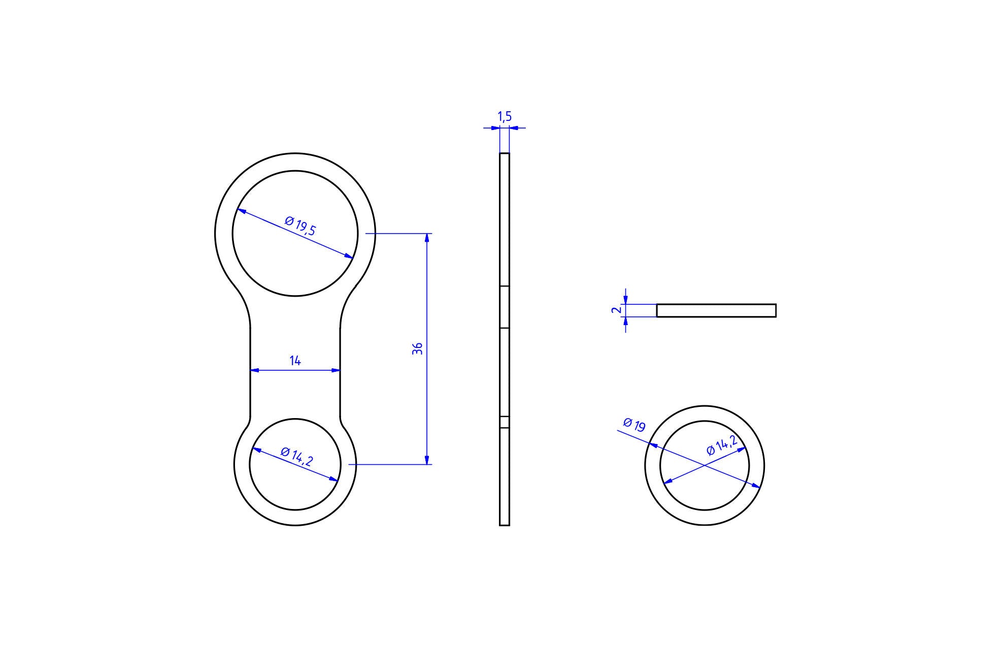 STAFFA MONTAGGIO SERBATOI FLUIDO 36MM CNC RACING