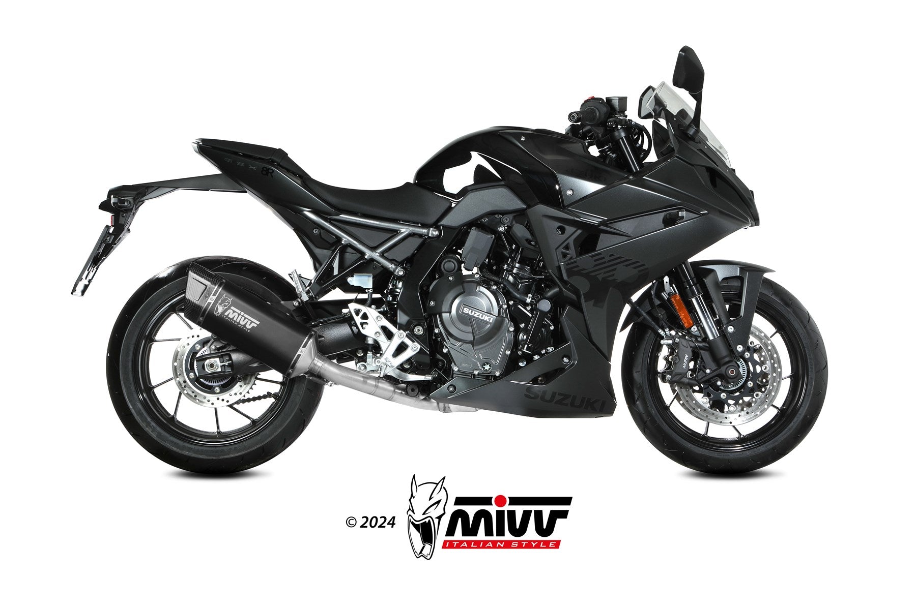 SCARICO COMPLETO ALTO IN ACCIAIO INOX NERO MIVV SR-1 SUZUKI GSX-8R 2024