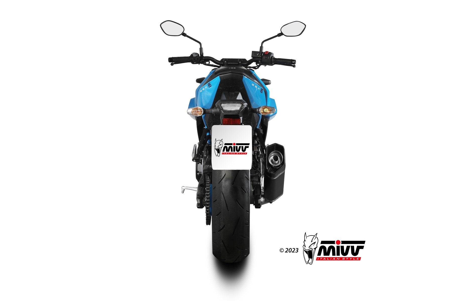 SCARICO COMPLETO ALTO IN ACCIAIO INOX NERO MIVV SR-1 SUZUKI GSX-8S 2022 - 2024
