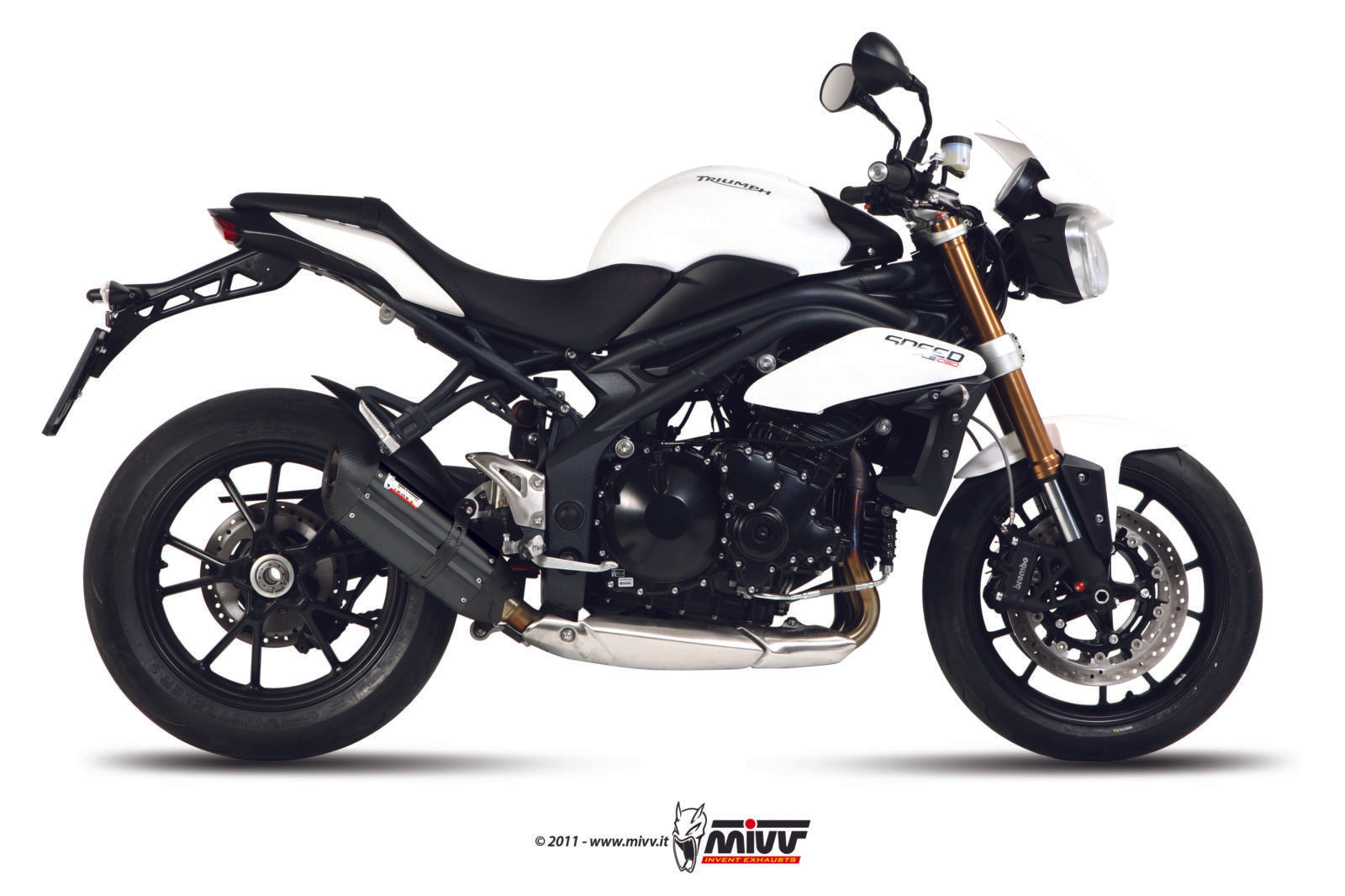 SCARICO BASSO INOX NERO MIVV SUONO TRIUMPH SPEED TRIPLE 1050 R/S/RS 2011-15
