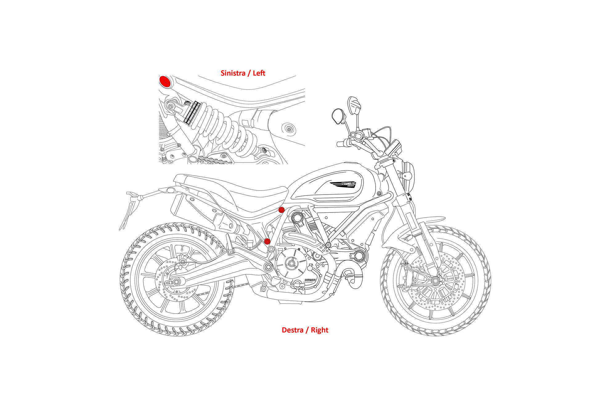 TAPPI TELAIETTO POSTERIORE CNC RACING DUCATI SCRAMBLER 1100 2018-24