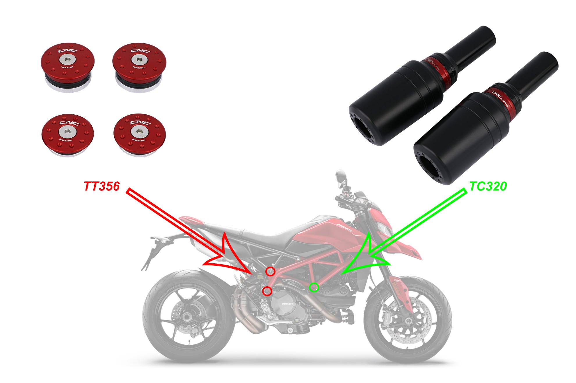 KIT TAPPI TELAIO PER TC320 CNC RACING DUCATI HYPERMOTARD 950 SP