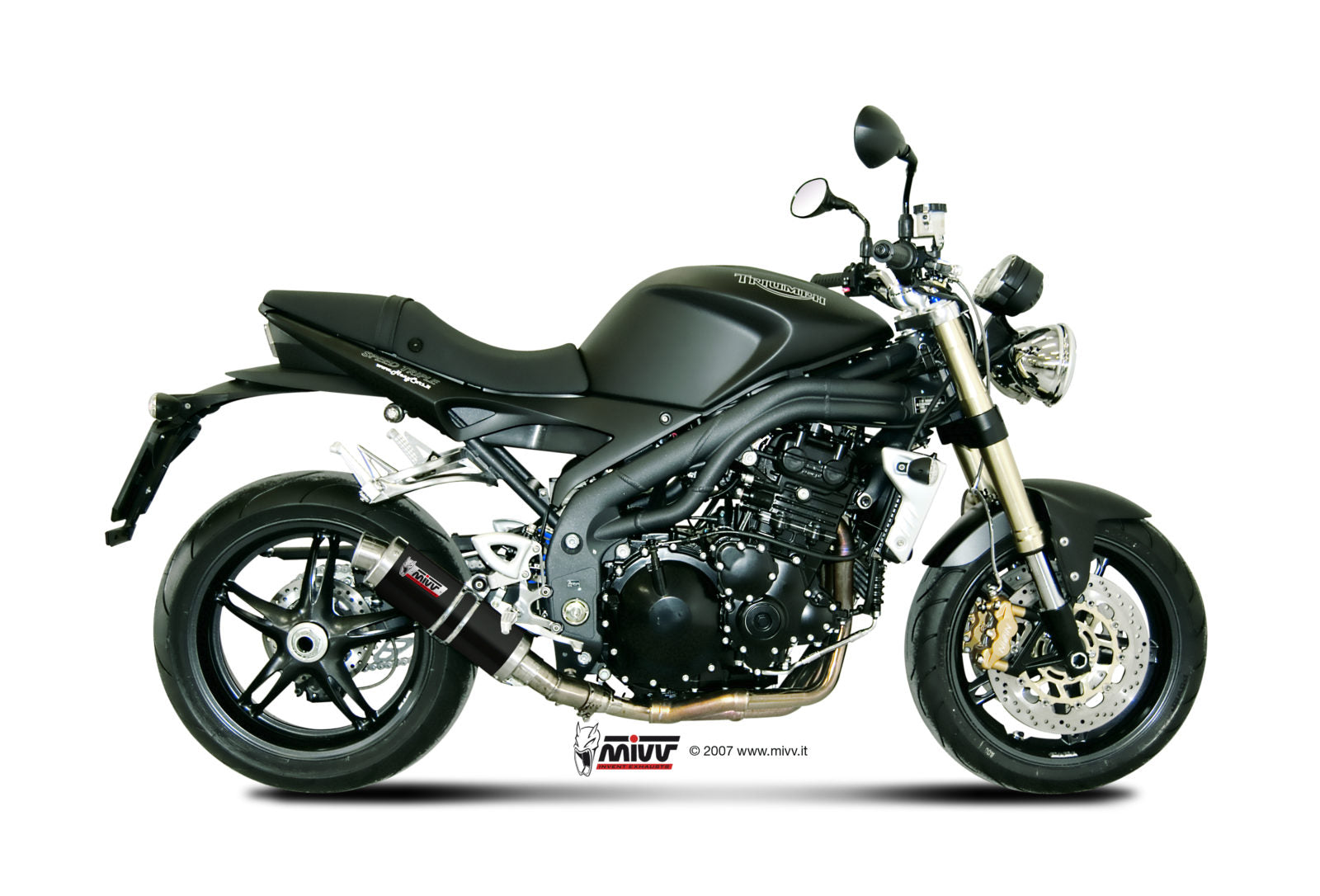 TERMINALI SCARICO BASSO INOX NERO MIVV GP TRIUMPH SPEED TRIPLE 1050 R/S/RS 07-10