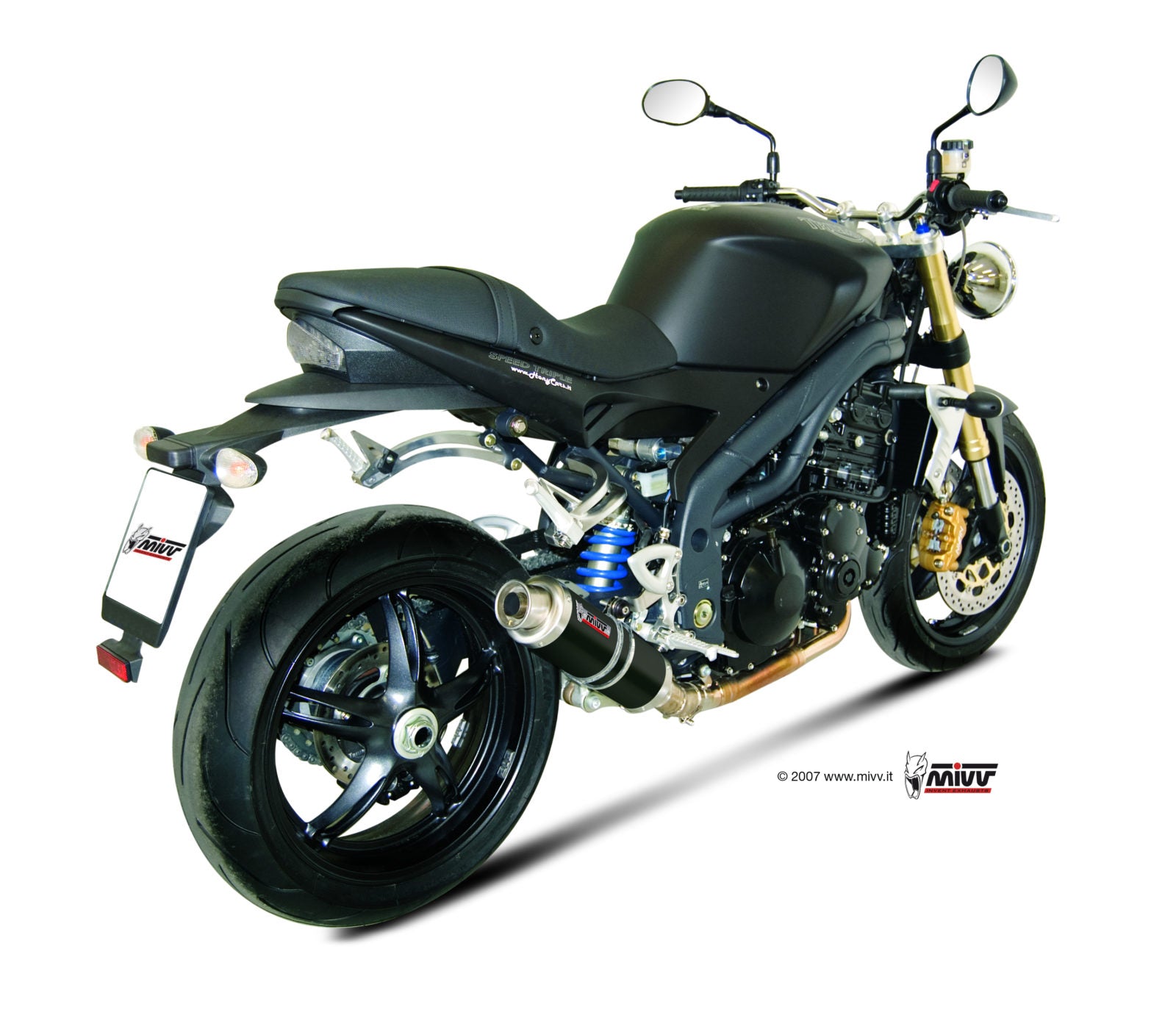 TERMINALI SCARICO BASSO INOX NERO MIVV GP TRIUMPH SPEED TRIPLE 1050 R/S/RS 07-10