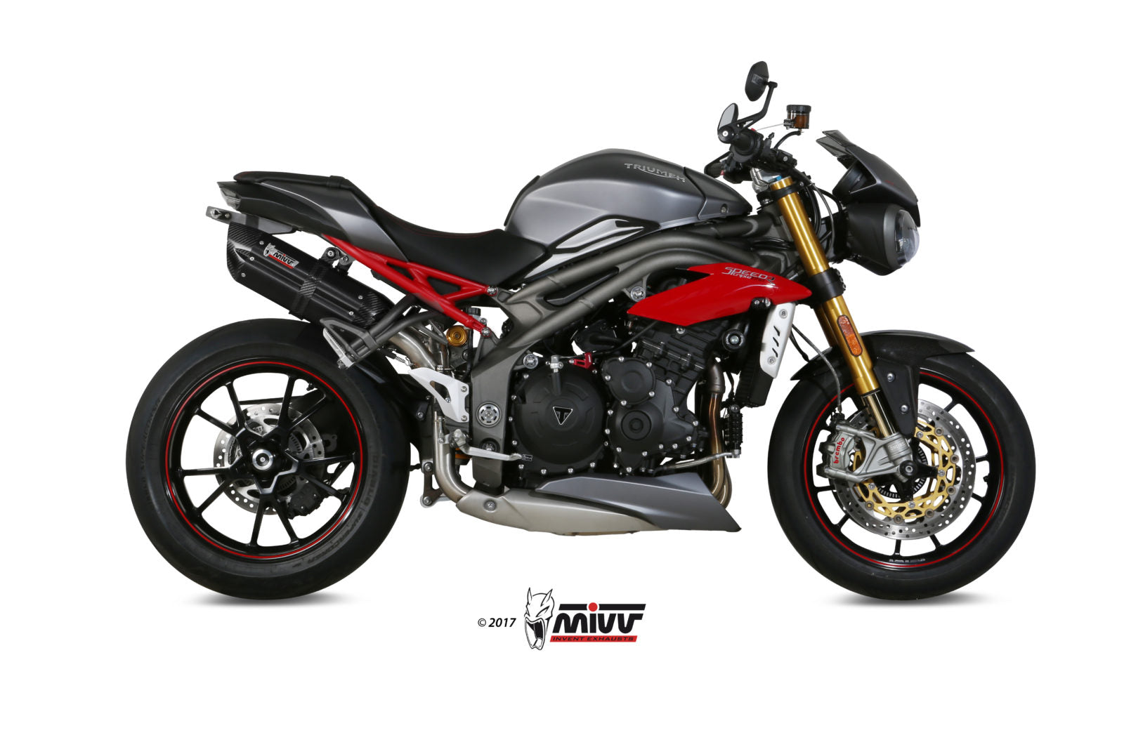 TERMINALI SCARICO INOX NERO MIVV SUONO TRIUMPH SPEED TRIPLE 1050 R/S/RS 2016-17