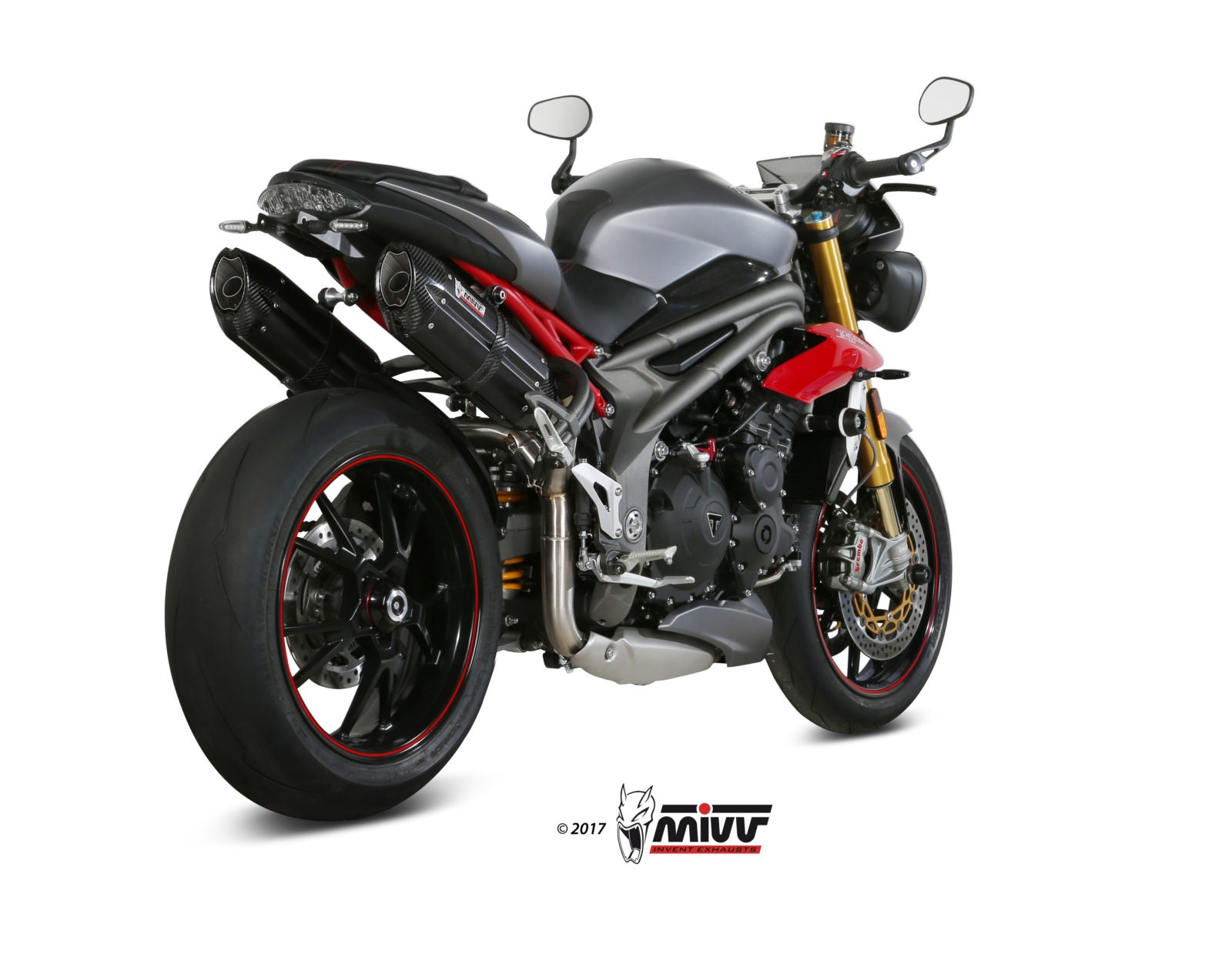 TERMINALI SCARICO INOX NERO MIVV SUONO TRIUMPH SPEED TRIPLE 1050 R/S/RS 2016-17