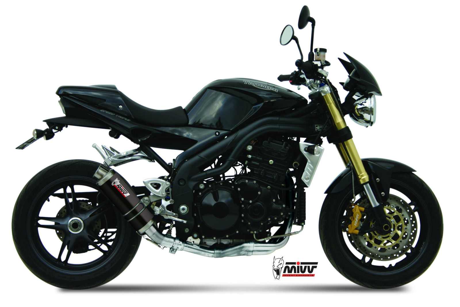 TERMINALE SCARICO BASSO INOX NERO MIVV GP TRIUMPH SPEED TRIPLE 1050R/S/RS 05-06