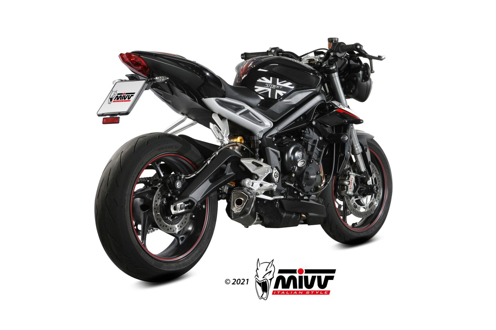 TERMINALE SCARICO INOX NERO MIVV DELTA RACE TRIUMPH STREET TRIPLE 765 R/RS 17-22