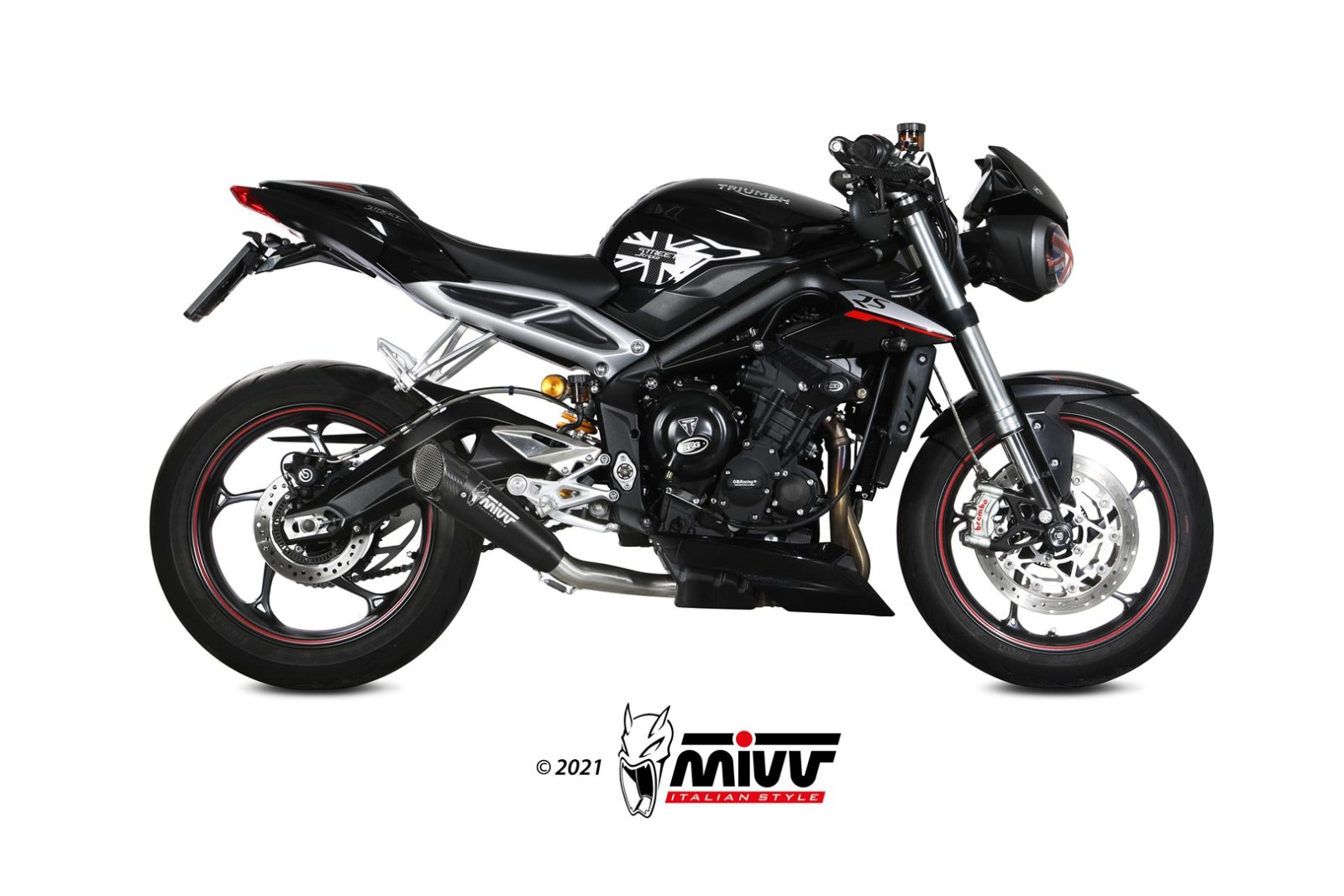 TERMINALE SCARICO INOX NERO RACING MIVV X-M5 TRIUMPH STREET TRIPLE 660 S 2017-22
