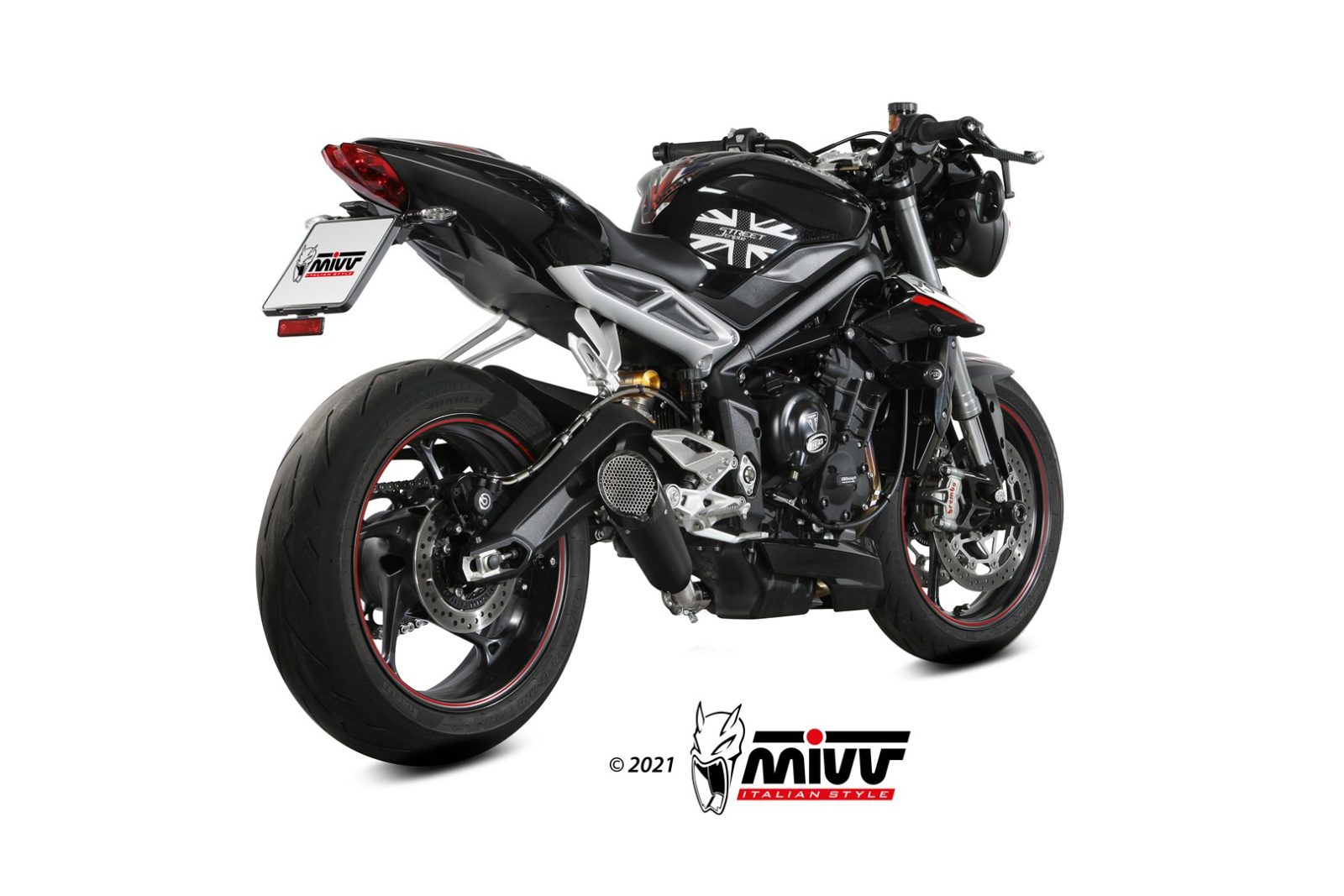 TERMINALE SCARICO INOX NERO RACING MIVV X-M5 TRIUMPH STREET TRIPLE 76 R/RS 17-22