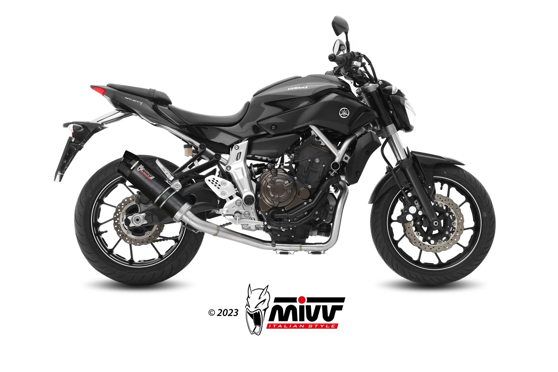 SCARICO COMPLETO ALTO IN CARBONIO MIVV GP YAMAHA MT-07 / FZ-07 2014 - 2024