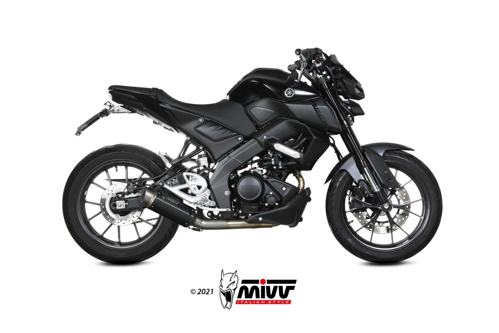 SCARICO COMPLETO IN ACCIAIO INOX NERO MIVV GPPRO YAMAHA MT-125 2020 - 2024