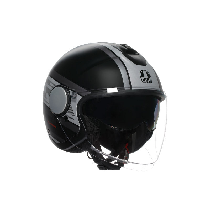 CASCO DA MOTO JET ETERES MONDELLO NERO OPACO GRIGIO