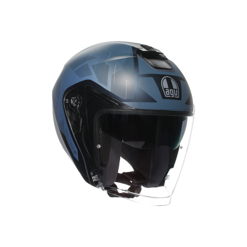 CASCO DA MOTO JET IRIDES TRIESTE BLU OPACO GRIGIO