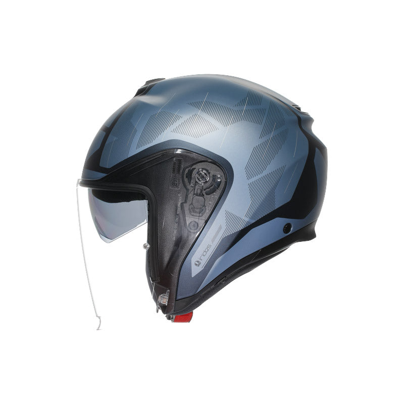 CASCO DA MOTO JET IRIDES TRIESTE BLU OPACO GRIGIO