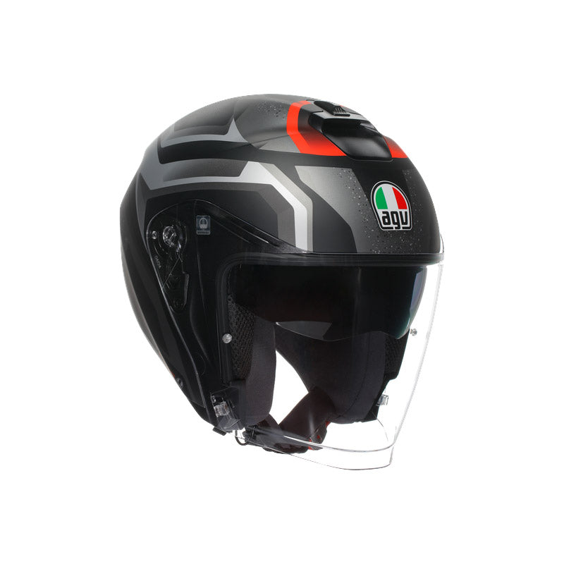 CASCO DA MOTO JET IRIDES ZURIGO NERO OPACO ROSSO