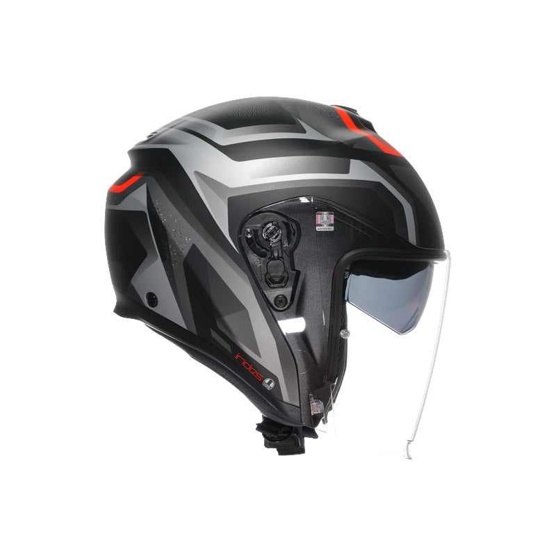 CASCO DA MOTO JET IRIDES ZURIGO NERO OPACO ROSSO