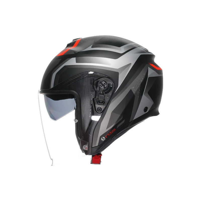 CASCO DA MOTO JET IRIDES ZURIGO NERO OPACO ROSSO