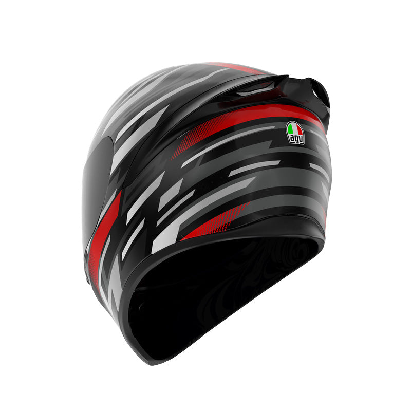 CASCO DA MOTO INTEGRALE AGV K1 S RACEFLARE NERO ARGENTO ROSSO