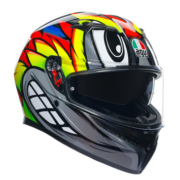 CASCO DA MOTO INTEGRALE AGV K3 BIRDY GRIGIO GIALLO ROSSO FLUO